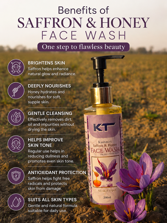 Saffron honey face wash texture close-up