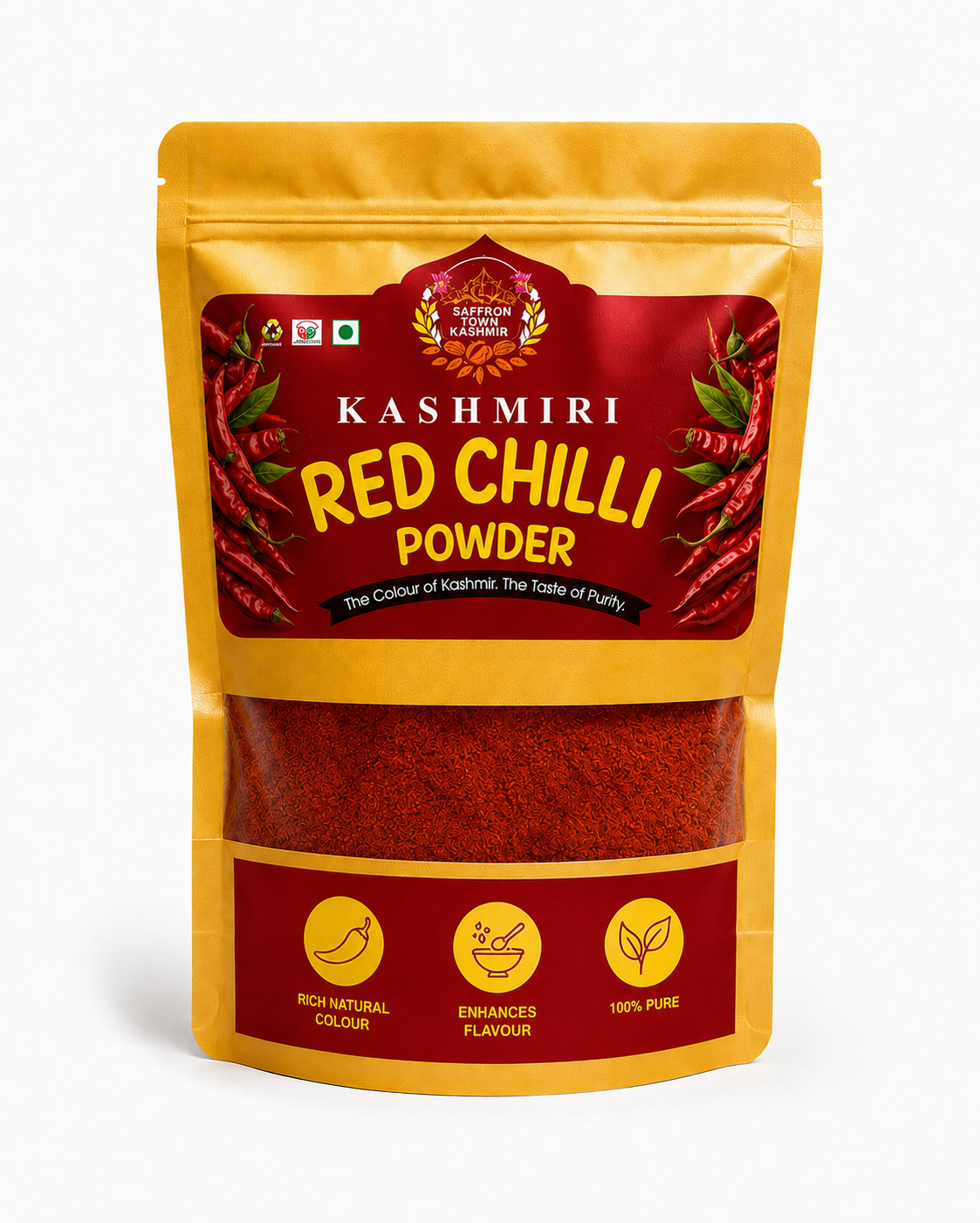 SaffronTownKashmir&Co™ Premium Kashmiri Red Chilli Powder | 100% Pure & Natural | Rich Color | Mild Heat