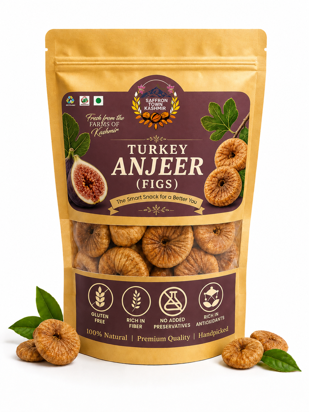 SaffronTownKashmir&Co™ Premium Turkish Anjeer (Dried Figs) | Naturally Sweet & Fiber Rich