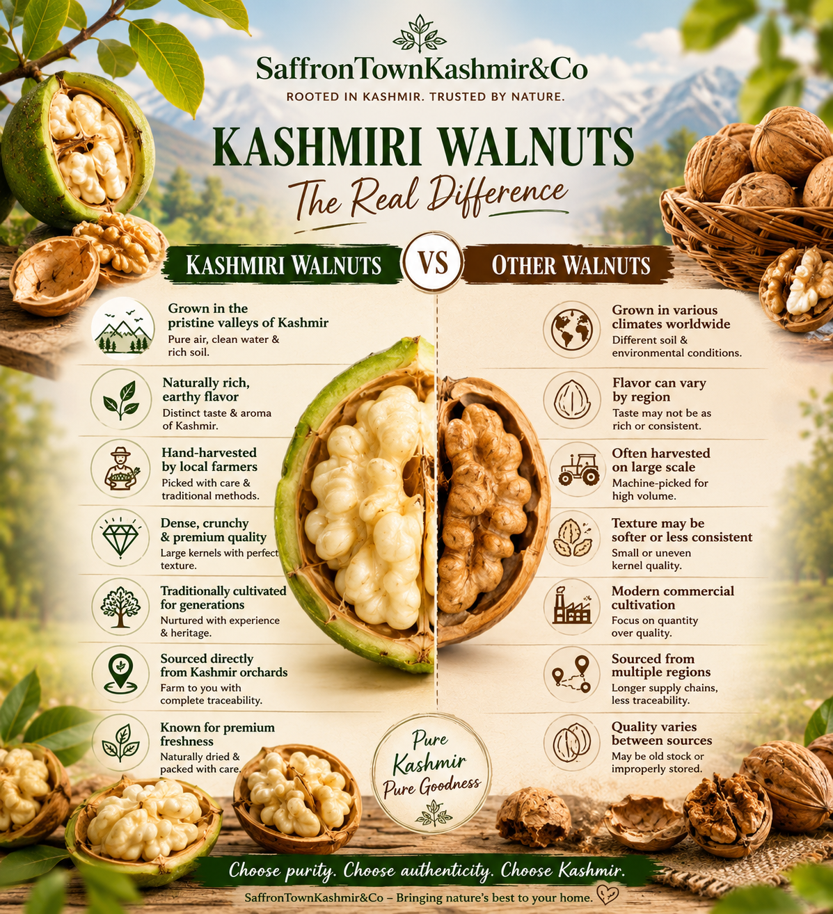 Kashmiri Walnut Kernels - Gluten-Free No Preservatives