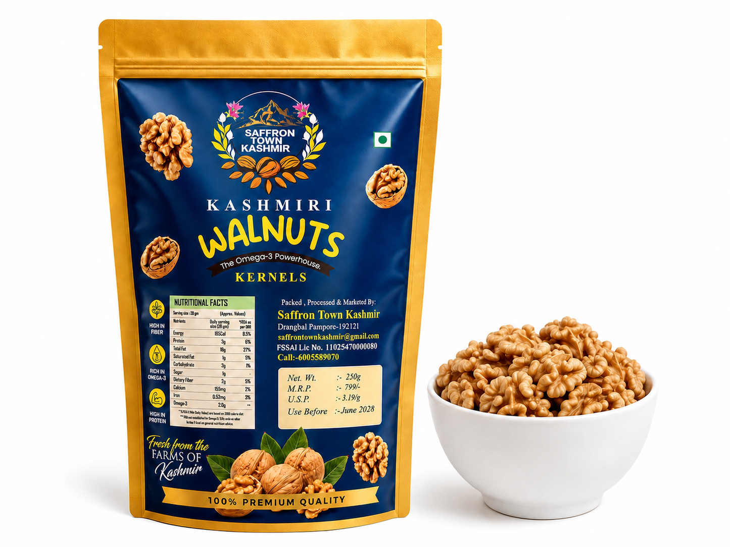 Kashmiri Walnut Kernels - Naturally Harvested Akhrot Giri