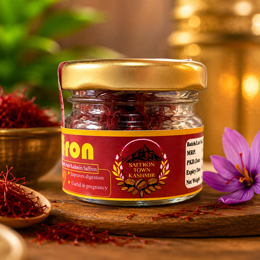 SaffronTownKashmir™ Pampore Mongra Saffron | Hand-Harvested Kashmiri Red Gold | Grade A+ Pure Kesar