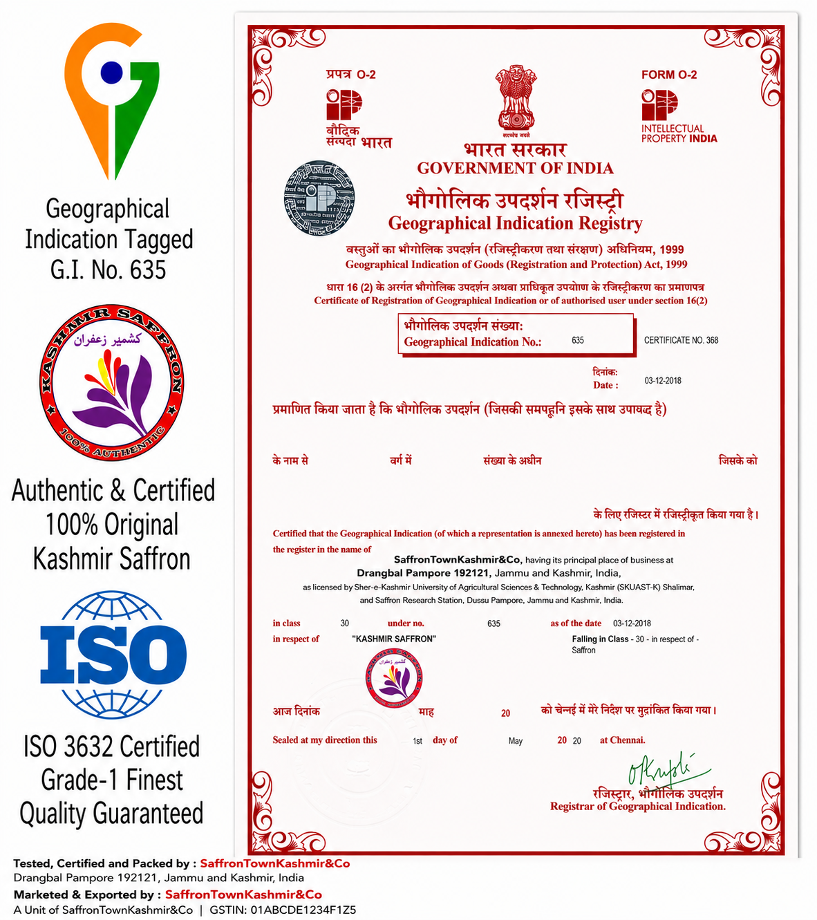 SaffronTownKashmir™ Pampore Mongra Saffron | Hand-Harvested Kashmiri Red Gold | Grade A+ Pure Kesar